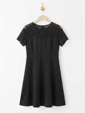 Black Lace Cocktail Dress XL Gothic Whimsigoth Dark Academia Elegant